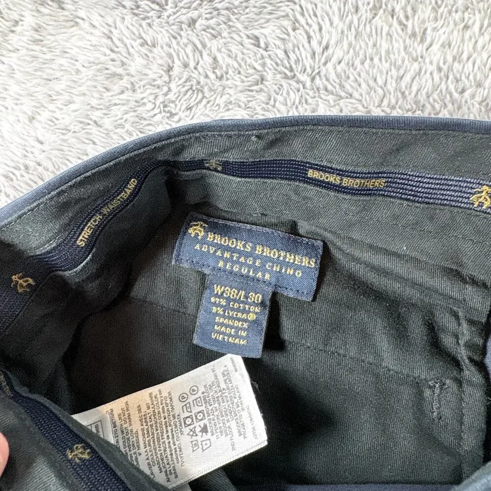 Brooks Brothers‎ Blue Stretch Waistband Chino Slacks Sz 38x30